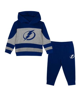 Outerstuff - Toddler 2-Piece Blue/Heather Gray Tampa Bay Lightning Puck Hero Fleece Hoodie and Sweatpants Set