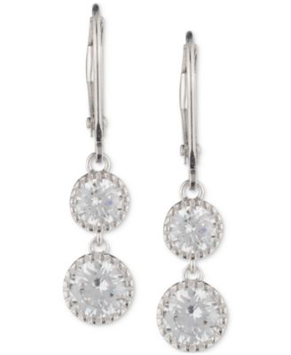 Lauren Ralph Lauren - Sterling Silver Cubic Zirconia Double Drop Earrings