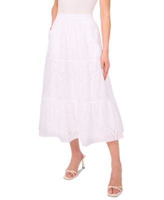 CeCe - Women's Cotton Tiered Circle Midi Skirt
