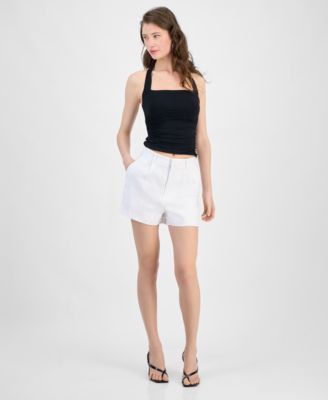 GUESS - Women's Linen High-Rise Tailored Shorts