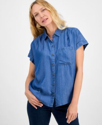 Style & Co - Women's Relaxed Dolman-Sleeve Camp Shirt