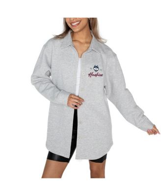 Gameday Couture - Women's Ash UConn Huskies Foundation Full-Button Long Sleeve Overshirt