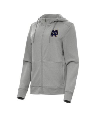 Antigua - Women's Heather Gray Notre Dame Fighting Irish Seeker Full-Zip Hoodie