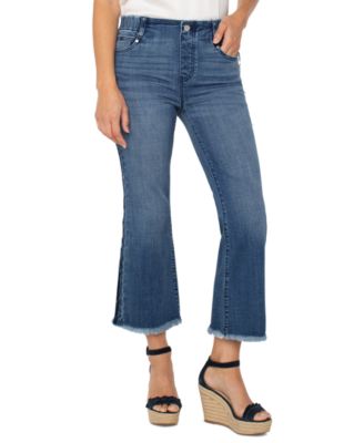 Liverpool Los Angeles - Petite Gia Glider Frayed-Hem Cropped Flare Jeans
