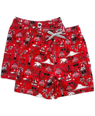 Wes & Willy - Big Boys and Girls Scarlet Ohio State Buckeyes Luau SwimSuit