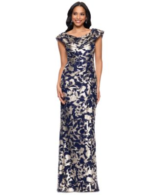 Betsy & Adam - Women's Floral-Foil Powermesh Sheath Dress