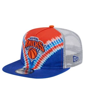 New Era - Men's Blue/Orange New York Knicks Throwback Dye Golfer Snapback Hat
