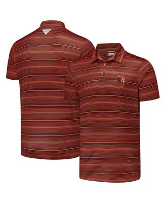 Columbia - Men's Orange Oregon State Beavers PFG Super Terminal Tackle Omni-Shade Stripe Polo Shirt
