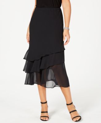 Alex Evenings - Petite Skirt, Tiered Chiffon Midi