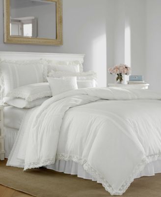 Laura Ashley - Annabella White Comforter Set, Full/Queen