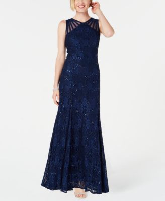 R & M Richards - Petite Sequin Lace Gown
