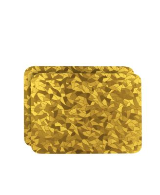 Dainty Home - Reversible Shimmering Metallic Leaf Dining Table Indoor Outdoor Placemats Set of 2, 13 inch x 19 inch Rectangle, Textured Solid Bronze