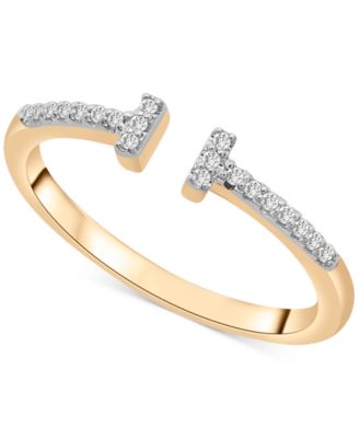 Wrapped - Open Bar Cuff Ring (1/10 ct. t.w.) in 14k Gold