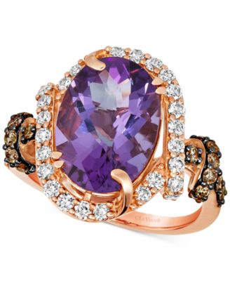 Le Vian - Grape Amethyst (4-1/2 ct. t.w.) & Diamond (7/8 ct. t.w.) Halo Ring in 14k Rose Gold
