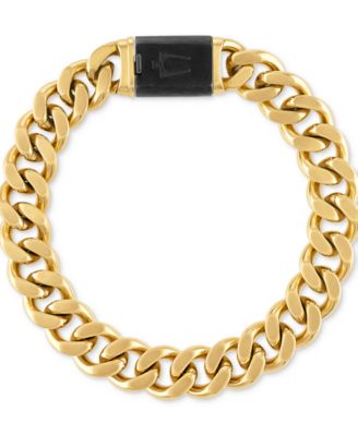Bulova - Men's Classic Curb Chain Bracelet in Gold-Plated Stainless Steel