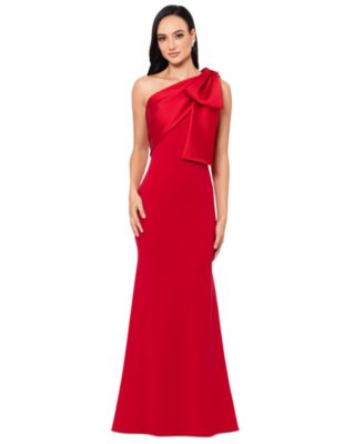 Betsy & Adam - Women's Bow-Trimmed One-Shoulder Gown
