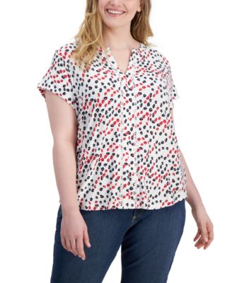 Tommy Hilfiger - Plus Size Ditsy Floral Cap-Sleeve Top