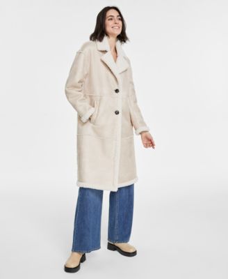 BCBGMAXAZRIA - Petite Single-Breasted Faux-Shearling Coat