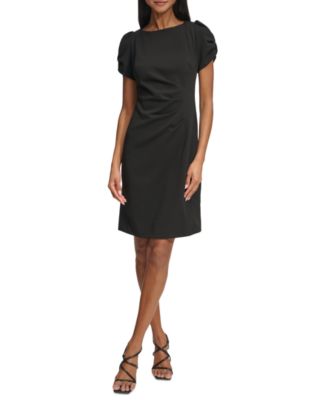KARL LAGERFELD PARIS - Women's Puff-Sleeve Side-Pleated Dress