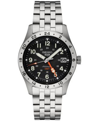 Seiko - Men's Automatic 5 Sports GMT Stainless Steel Bracelet Watch 39mm