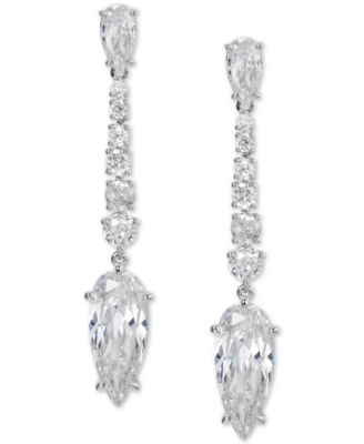 Eliot Danori - Rhodium-Plated Cubic Zirconia Linear Drop Earrings