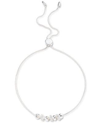Ralph Lauren - Sterling Silver Pav&eacute; Rondelle Bead Slider Bracelet