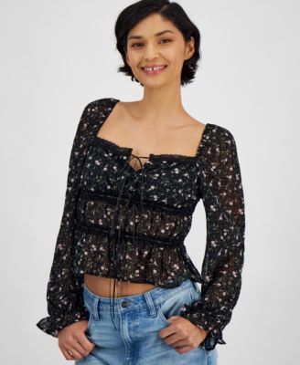 And Now This - Women's Tie-Front Woven Top
