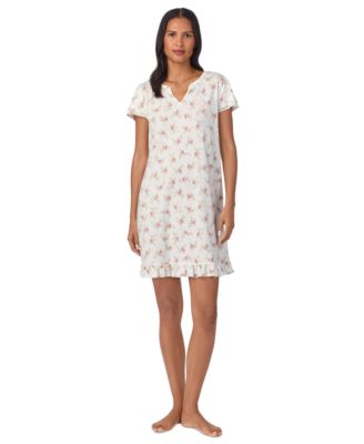 Lauren Ralph Lauren - Women's Floral Flutter-Sleeve Nightgown
