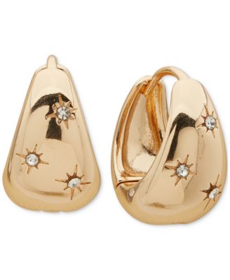 lonna & lilly - Gold-Tone Small Pav&eacute; Star Puffy Hoop Earrings, 0.5"