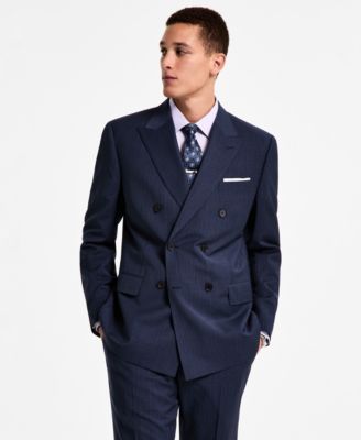 Brooks Brothers - Men's Pinstriped Wool-Blend Classic-Fit Double-Breasted Suit Jacket