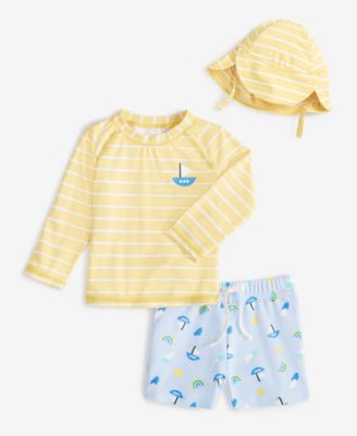 First Impressions - Baby Boys Boat Ride Top, Hat & Swim Shorts, 3 Piece Set