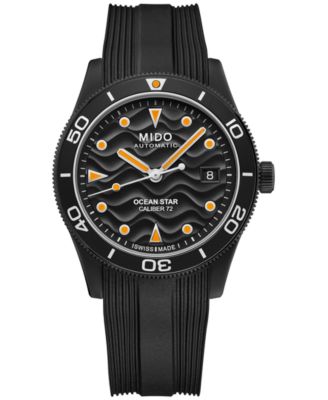 Mido - Men's Swiss Automatic Ocean Star Captain Black Rubber Strap Watch 39mm