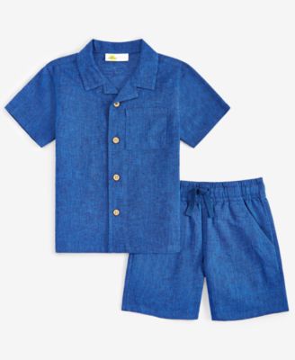 Epic Threads - Toddler Boys Two-Tone Button-Down Shirt & Shorts