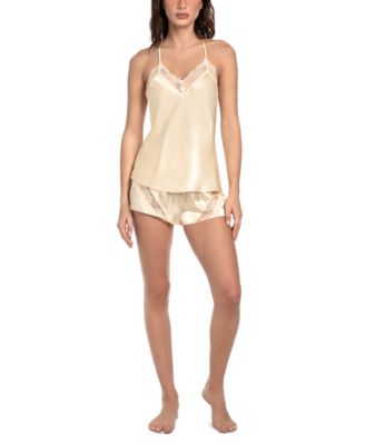 Linea Donatella - Women's 2-Pc. Lace-Trim Satin Camisole & Shorts Set
