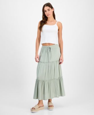 Celebrity Pink - Juniors' Ruffle-Tiered High-Waisted Maxi Skirt