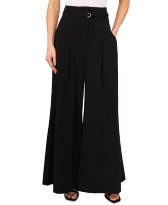 CeCe - Women's Belted High-Waisted Super-Wide-Leg Pants
