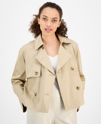 AK Anne Klein - Petite Short Double-Breasted Trench Coat