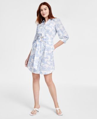 KARL LAGERFELD PARIS - Women's Belted Button-Front Dress