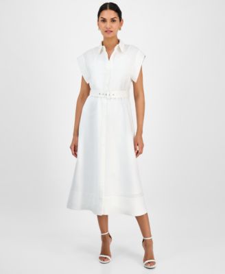 Anne Klein - Women's Belted Drop-Sleeve Shirtdress