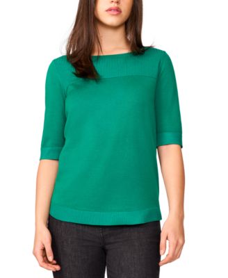 Melissa Paige - Women's Ribbed-Yoke Round-Hem Sweater