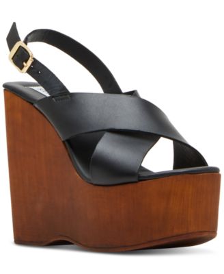 Steve Madden - Women's Galaxy Wooden Platform Wedge Sandals