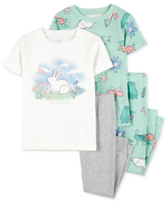 Carter's - Toddler Girls Bunny Cotton Pajamas, 4-Piece Set