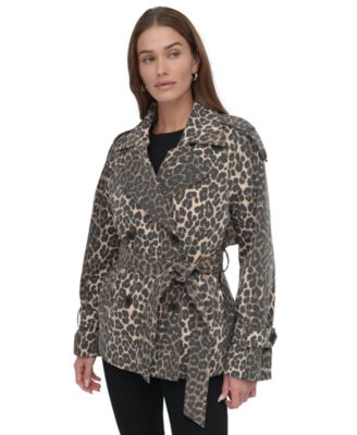 DKNY - Women's Short Belted Double-Breasted Trench Coat