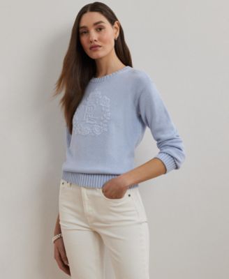 Lauren Ralph Lauren - Women's Floral-Logo Combed Cotton Sweater