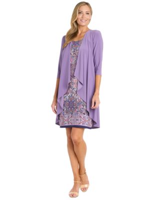 R & M Richards - Petite 2-Pc. Jacket & Printed Dress Set