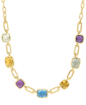 EFFY Collection - Multi-Gemstone Bezel 18" Collar Necklace (8-3/8 ct. t.w.) in 14k Gold-Plated Sterling Silver