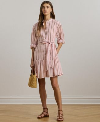 Lauren Ralph Lauren - Women's Striped Voile Blouson-Sleeve Shirtdress