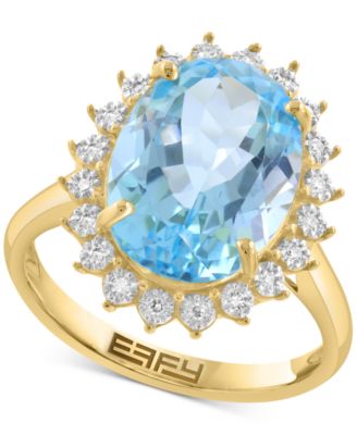 EFFY Collection - Diamond (1/10 ct. t.w.) & Sky Blue Topaz (6-1/2 ct. t.w.) Ring in 14K Yellow Gold