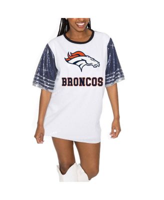 Gameday Couture - Women's White/Navy Denver Broncos Bling It Full Sequin Jersey Dress