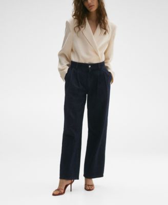 MANGO - Women's Rinse-Wash Wide Leg Jeans